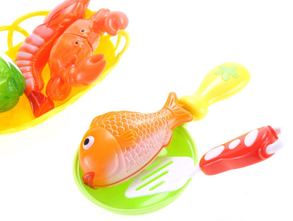 Seafood Cutting Food Playset for Kids – Pretend Cooking Kitchen Toy