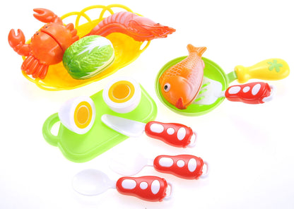 Seafood Cutting Food Playset for Kids – Pretend Cooking Kitchen Toy