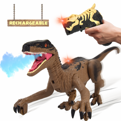 Remote Control Velociraptor Dinosaur with LED Lights, Sounds & Mist Spray