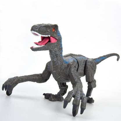 Remote-Control Velociraptor Dinosaur with LED Lights – Gray
