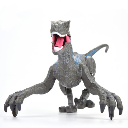 Remote-Control Velociraptor Dinosaur with LED Lights – Gray