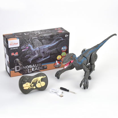 Remote-Control Velociraptor Dinosaur with LED Lights – Gray