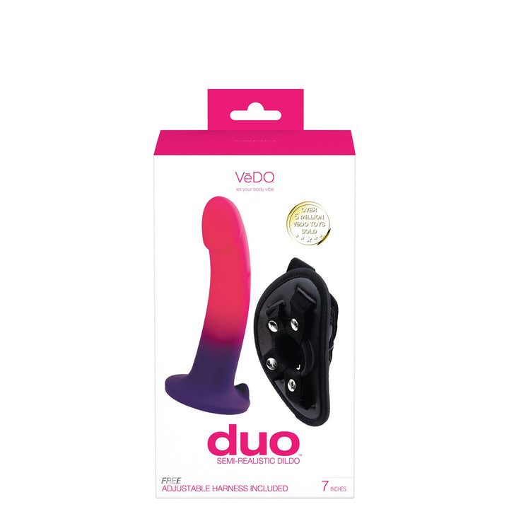 Duo Semi - Realistic Dildo With Harness - Pink/purple - US Stores