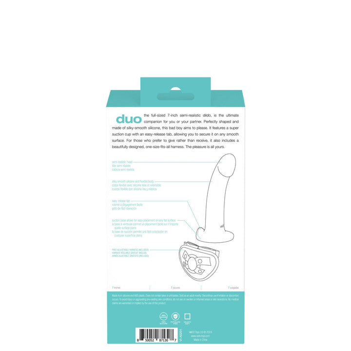 Duo Semi - Realistic Dildo With Harness - Turquoise/black - US Stores