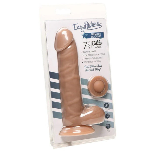 Easy Riders 7" Silicone Dildo With Balls - Medium - US Stores