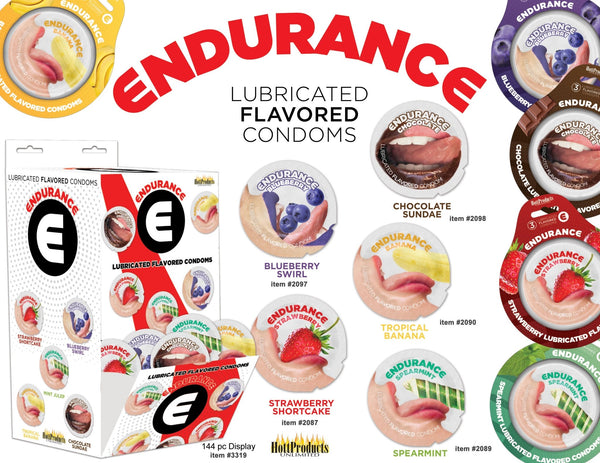 Endurance Condoms - 144 Count Wall Mount Display - Assorted Flavors - US Stores