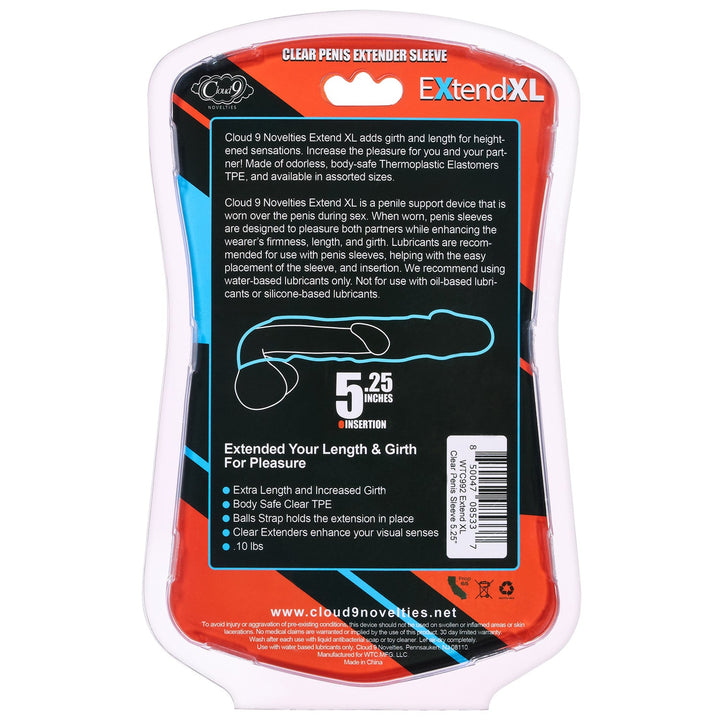 Extend XL Penis Sleeve 5.25" - Clear - US Stores