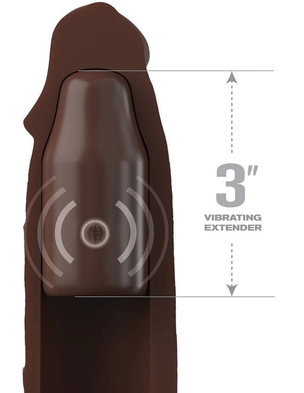 Fantasy X - Tensions Elite 9 Inch Sleeve Vibrating 3 Inch Plug With Remote - Brown - US Stores