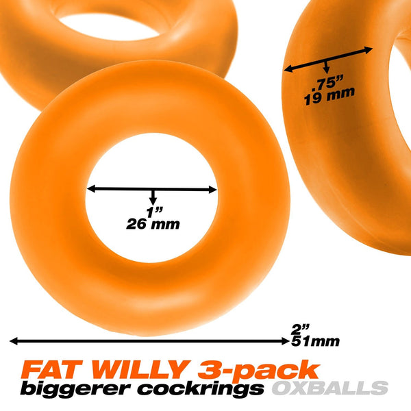 Fat Willy 3 - Pack Jumbo Cockring - Orange - US Stores