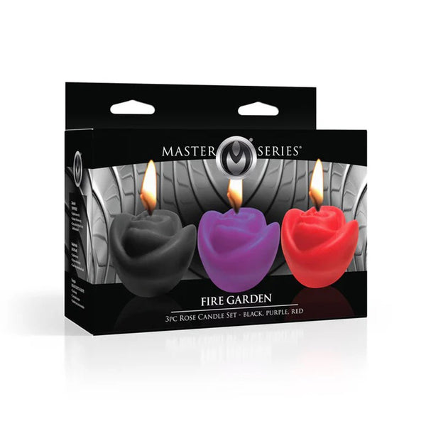 Fire Garden 3pc Rose Candle Set - Black, Purple, Red - US Stores