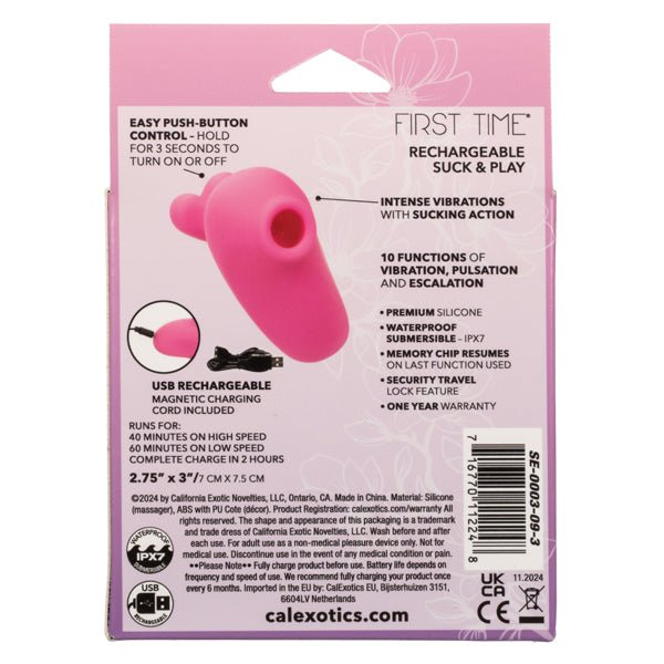 First Time Rechargeable Suck and Play - Pink - US Stores