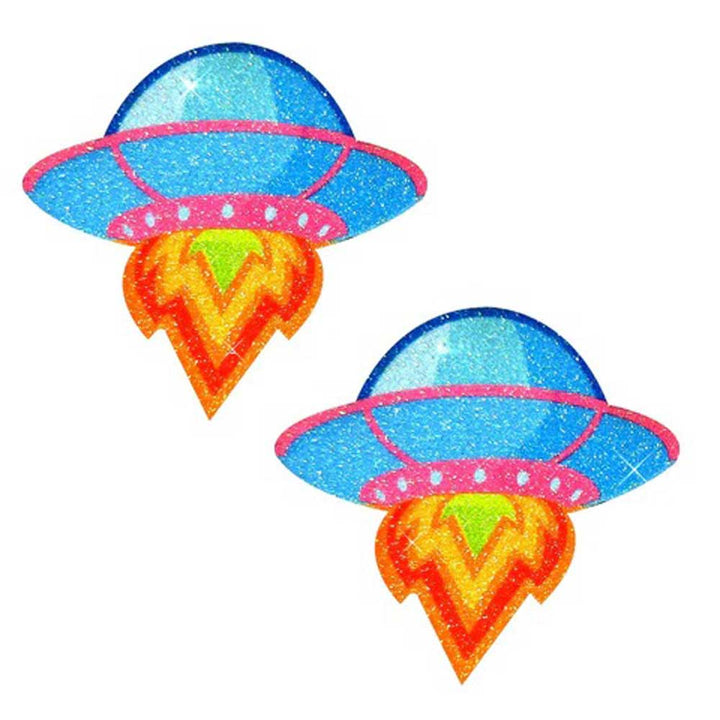 Freaking Awesome Blue Ufo Glitter Nipple Cover Pasties - US Stores