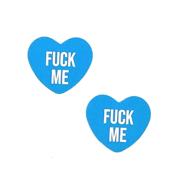 Fuck Me Blue Candy Heart Pasties - US Stores