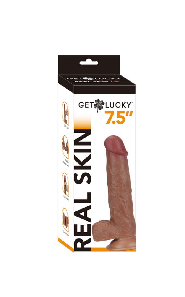 Get Lucky 7.5 Inch Real Skin Dong - Light Brown - US Stores