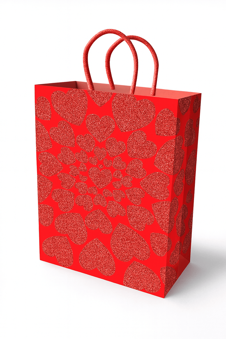 Glitter Heart Gift Bag - Red - US Stores
