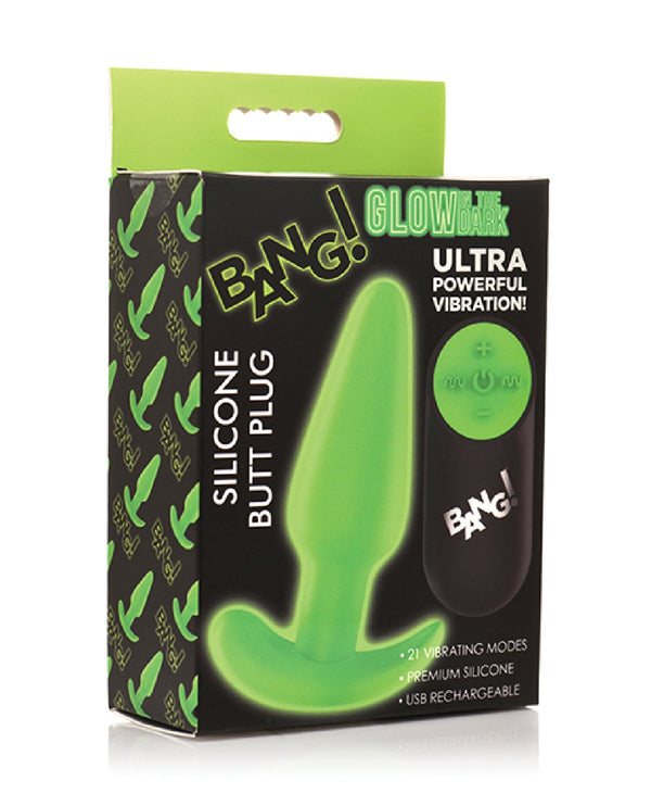 Glow in the Dark Butt Plug With Remote - Green - US Stores