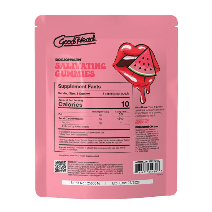 Goodhead - Salivating Gummies 24pk Display (3 Pcs Per Pouch) - Watermelon - US Stores