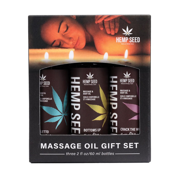 Hemp Seed Massage Oil Valentine Gift Set - 3 Pack - 2oz Bottles - US Stores