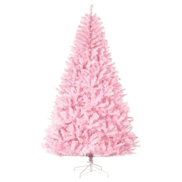 HOMCOM 7ft Pink Artificial Christmas Tree Wide Shape with Easy Auto Open and Steel Base for Indoor Holiday Decor - US Stores