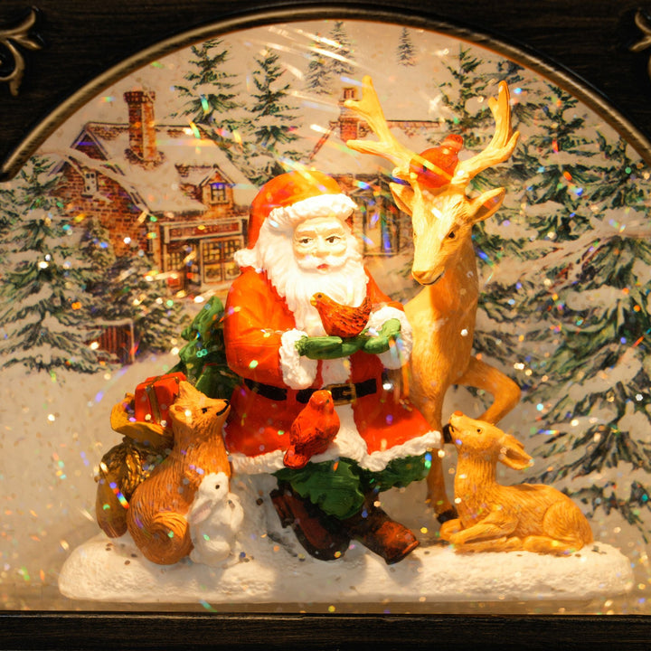 HOMCOM Christmas Musical Snow Globe Lantern Lighted Snow Globe with Swirling Glitter Battery Operated Xmas Decoration Bronze - US Stores