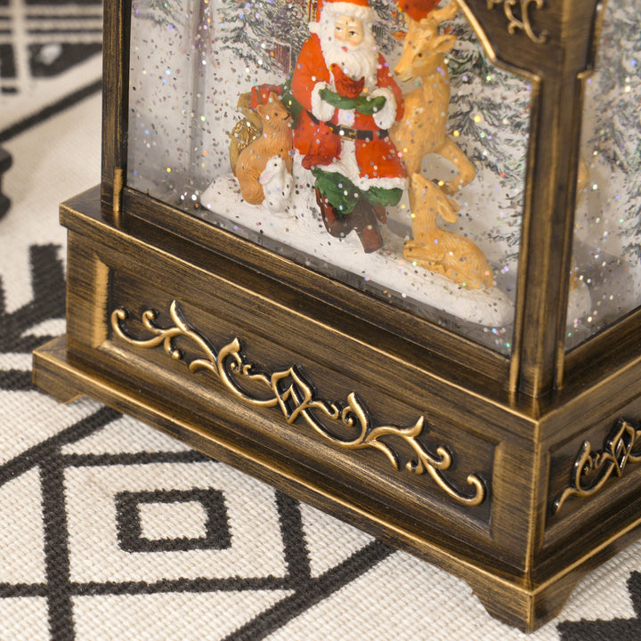 HOMCOM Christmas Musical Snow Globe Lantern Lighted Snow Globe with Swirling Glitter Battery Operated Xmas Decoration Bronze - US Stores