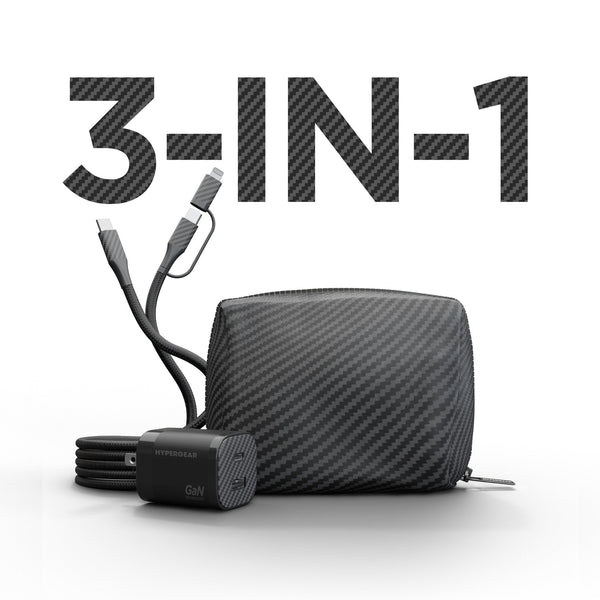 HyperGear TECHcessories | 30W USB - C PD Charging Kit with Travel Pouch | Carbon Fiber - US Stores
