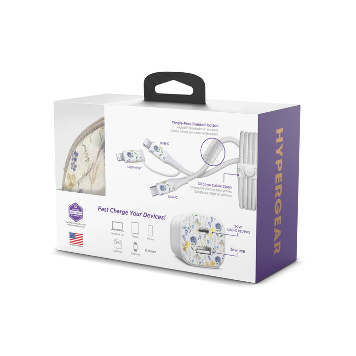 HyperGear TECHcessories | 30W USB - C PD Charging Kit with Travel Pouch | Floral - US Stores