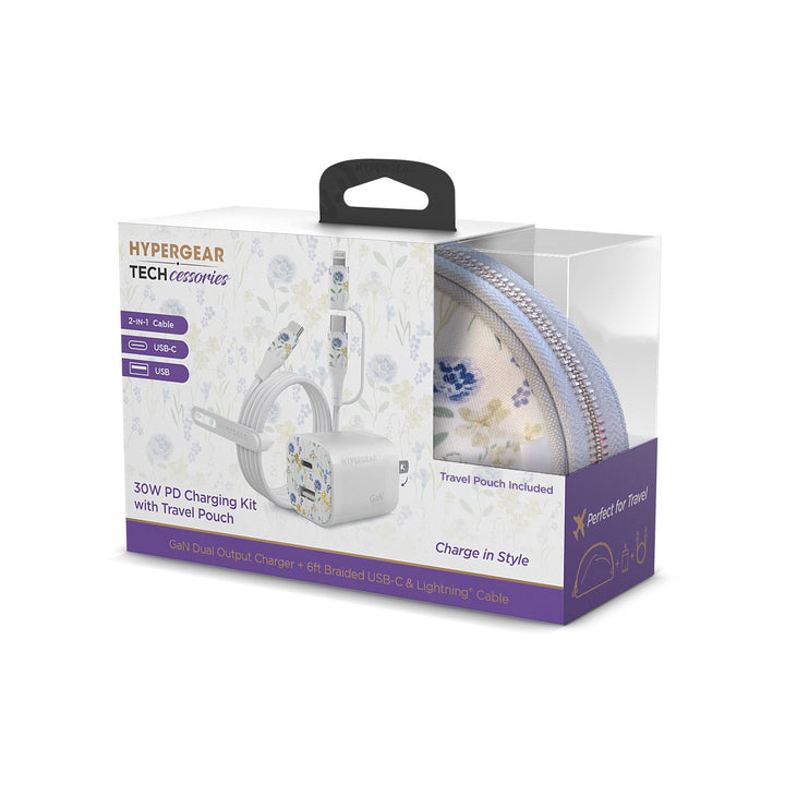 HyperGear TECHcessories | 30W USB - C PD Charging Kit with Travel Pouch | Floral - US Stores