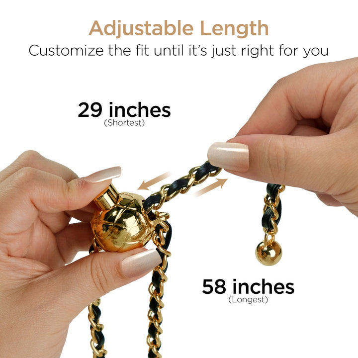 HyperGear TECHcessories | Universal Crossbody Phone Strap | Gold Chain with Black Vegan Leather - US Stores