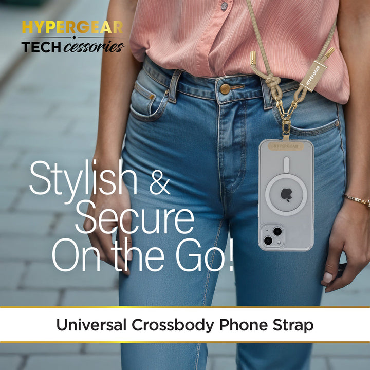HyperGear TECHcessories | Universal Crossbody Phone Strap | Sand Braided Rope - US Stores