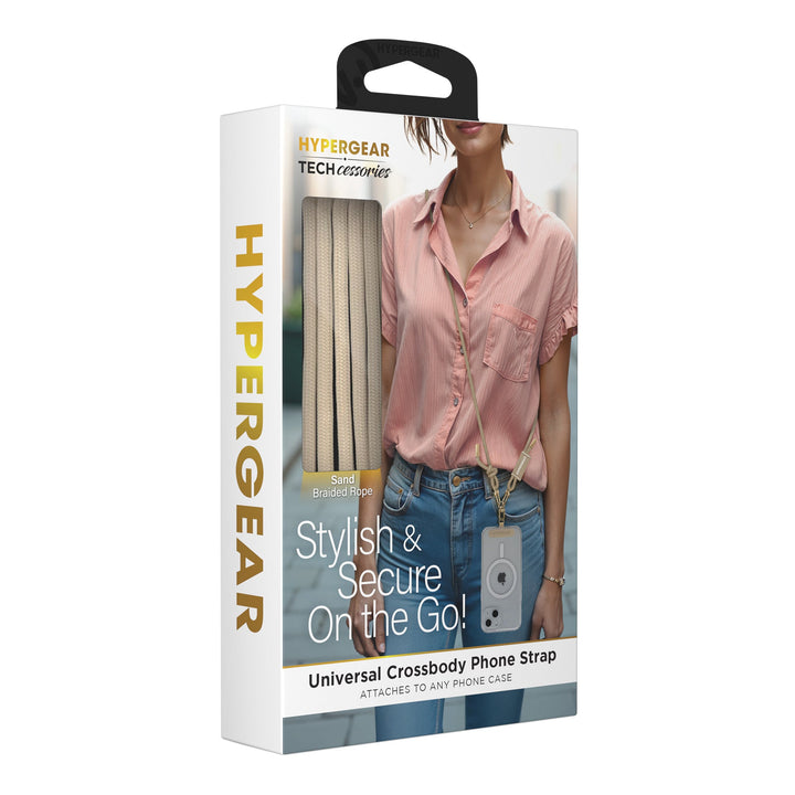 HyperGear TECHcessories | Universal Crossbody Phone Strap | Sand Braided Rope - US Stores