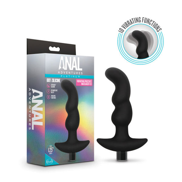 Anal Adventures- Platinum - Silicone Vibrating Prostate Massager 03- Black