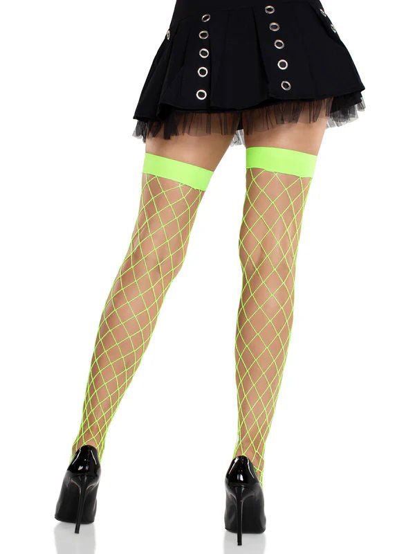 Ida Net Thigh High Stockings O/s - Neon Green - US Stores