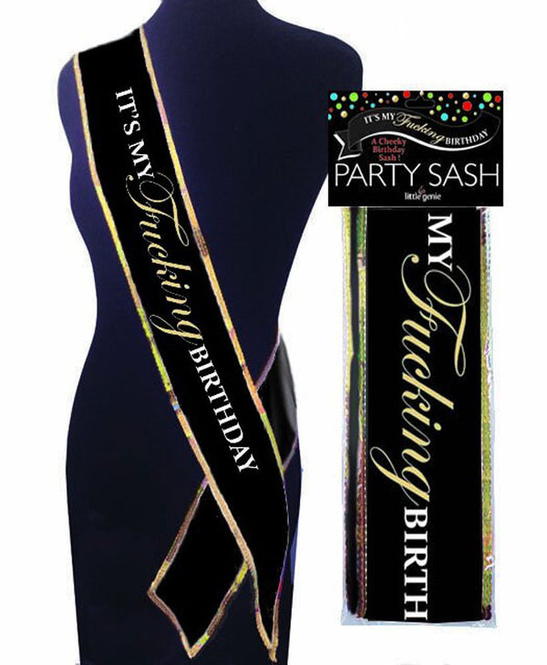 iT's My Fucking Birthday Sash - Black - US Stores