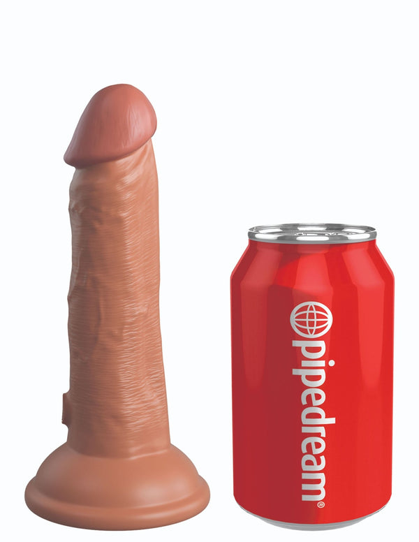 King Cock Elite 6 Inch Vibrating Silicone Dual Silicone Dual Density Cock - Tan - US Stores