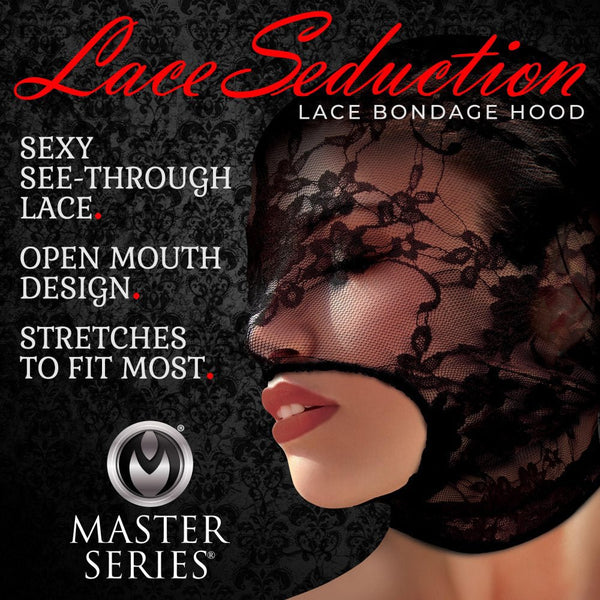 Lace Seduction Lace Bondage Hood - Black - US Stores