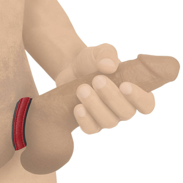 Leather and Velcro Cock Ring - Red - US Stores