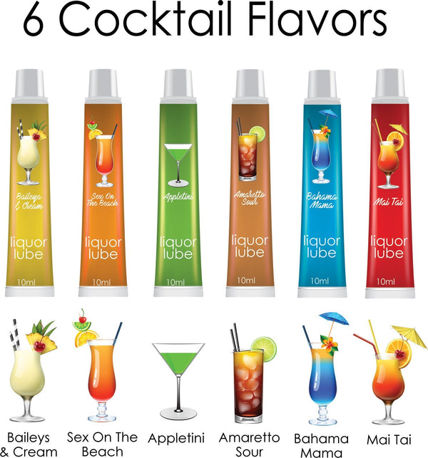 Liquor Lube Assorted Flavors 72 Pcs Display - Display - 6 Cocktail Flavors - 10ml Tubes - US Stores
