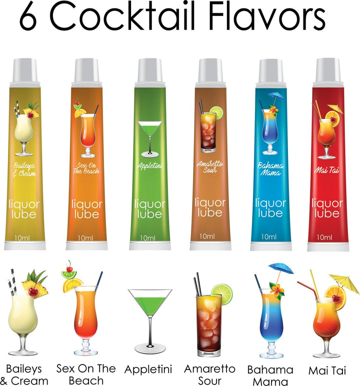Liquor Lube Assorted Flavors 72 Pcs Display - Display - 6 Cocktail Flavors - 10ml Tubes - US Stores