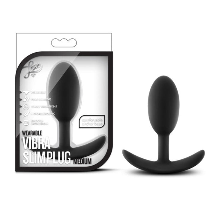 Luxe - Wearable Vibra Slim Plug - Medium - Black - US Stores