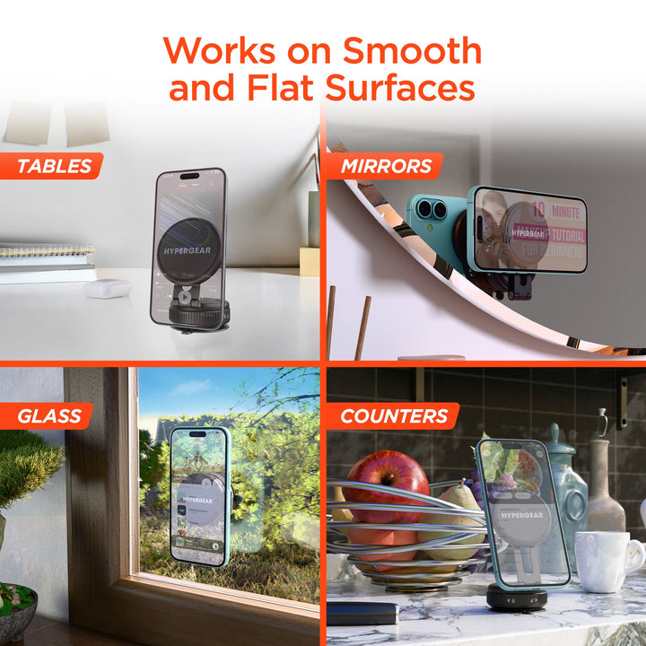 Mag Vac Magnetic Phone Mount with Vacuum Suction Cup Base | Multi - Surface | Black - US Stores