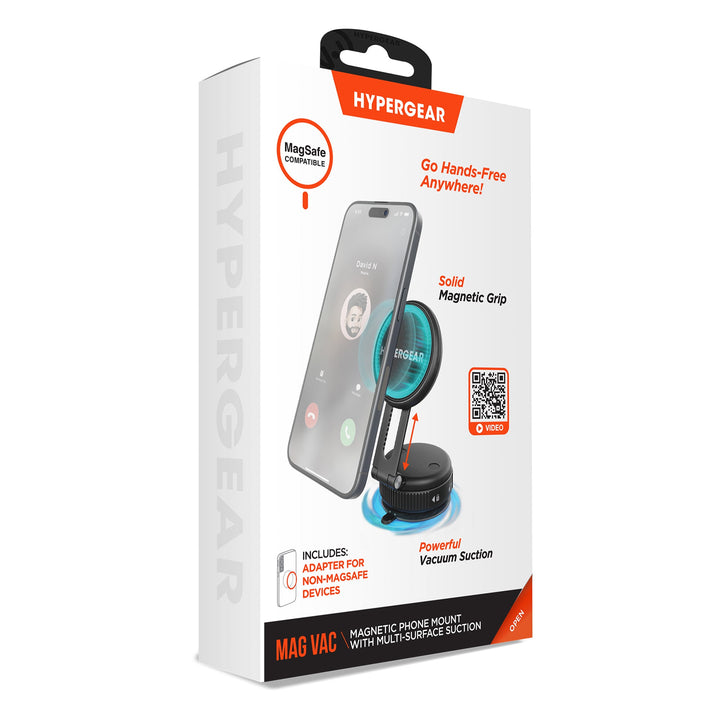 Mag Vac Magnetic Phone Mount with Vacuum Suction Cup Base | Multi - Surface | Black - US Stores