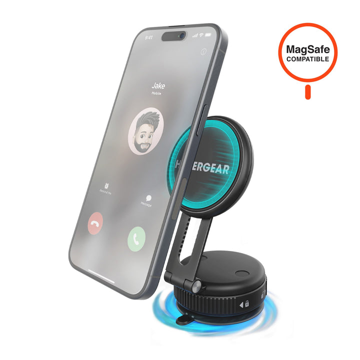 Mag Vac Magnetic Phone Mount with Vacuum Suction Cup Base | Multi - Surface | Black - US Stores