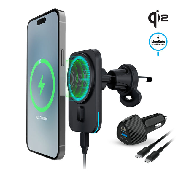 MagLock CAR 15W Magnetic Wireless Fast Charging Vent Mount with Qi2 | Black - US Stores