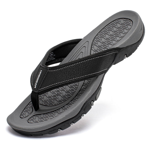 Mens Thong Sandals Indoor and Outdoor Beach Flip Flop Black Grey (Size 13) - US Stores