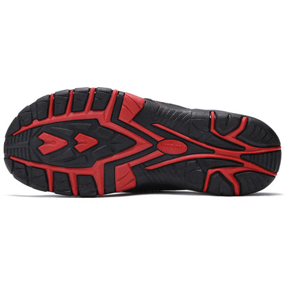 Men’s Thong Flip-Flop Sandals – Black/Red, Size 16
