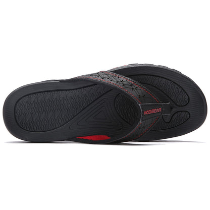 Men’s Thong Flip-Flop Sandals – Black/Red, Size 16