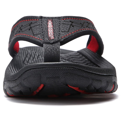 Men’s Thong Flip-Flop Sandals – Black/Red, Size 16
