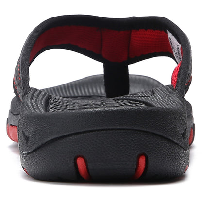 Men’s Thong Flip-Flop Sandals – Black/Red, Size 16