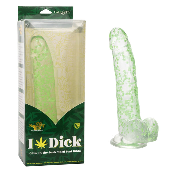Naughty Bits I Leaf Dick Glow - in - the - Dark Weed Leaf Dildo - Glow in the Dark - US Stores